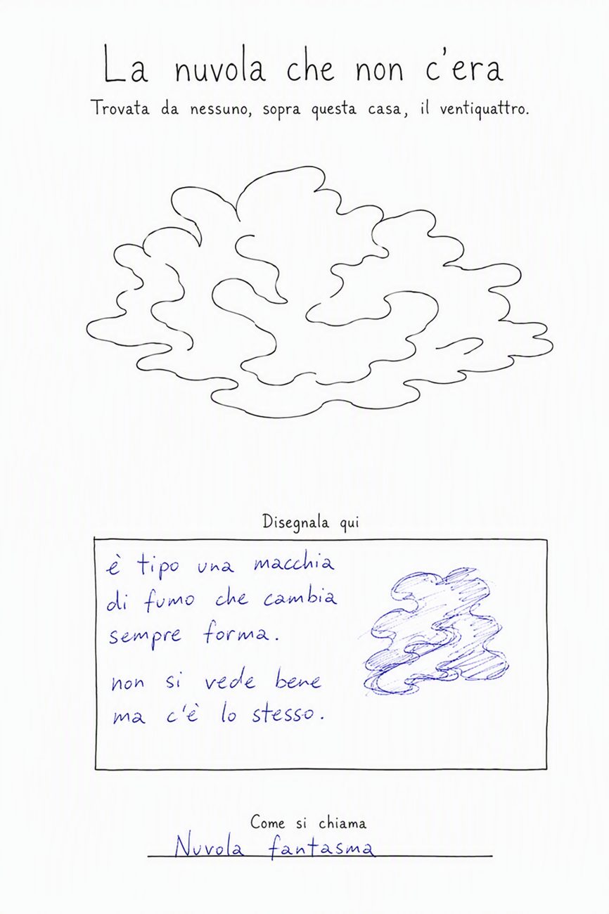 La stessa pagina, riempita a mano.